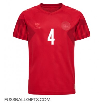Dänemark Simon Kjaer #4 Fußballbekleidung Heimtrikot WM 2022 Kurzarm